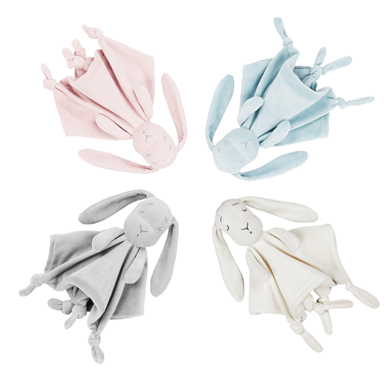 Long-eared plush bunny baby comforter with knotted corners – view 9 of 9