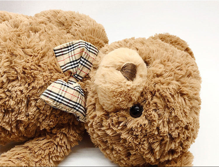 Classic Brown Teddy Bear Plush Toy – Soft Stuffed Bear with Bow Tie