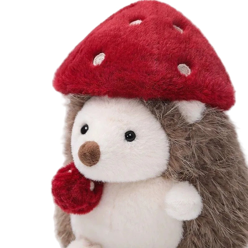 Hedgehog Plush Toy with Mushroom Hat – Soft Stuffed Animal Doll | 18 cm