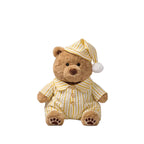 Pajama Teddy Bear Plush Toy – Soft Stuffed Bear in Striped Sleepwear & Cap | 25 cm