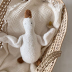Curly-textured 45 cm plush goose with long neck and orange beak in off-white – view 4 of 13