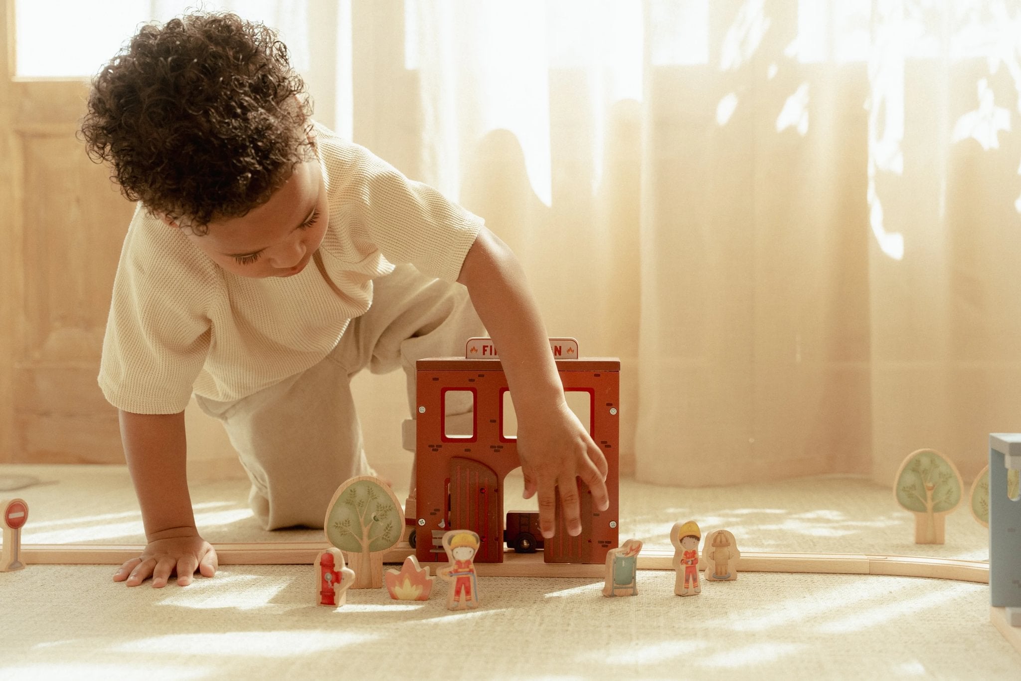 Wooden Fire Station Playset