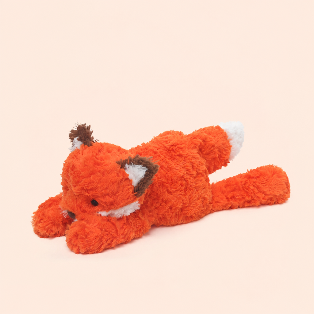 Short-plush animal soft toys including bunny, fox, elephant and hippo, 35 cm – Fox