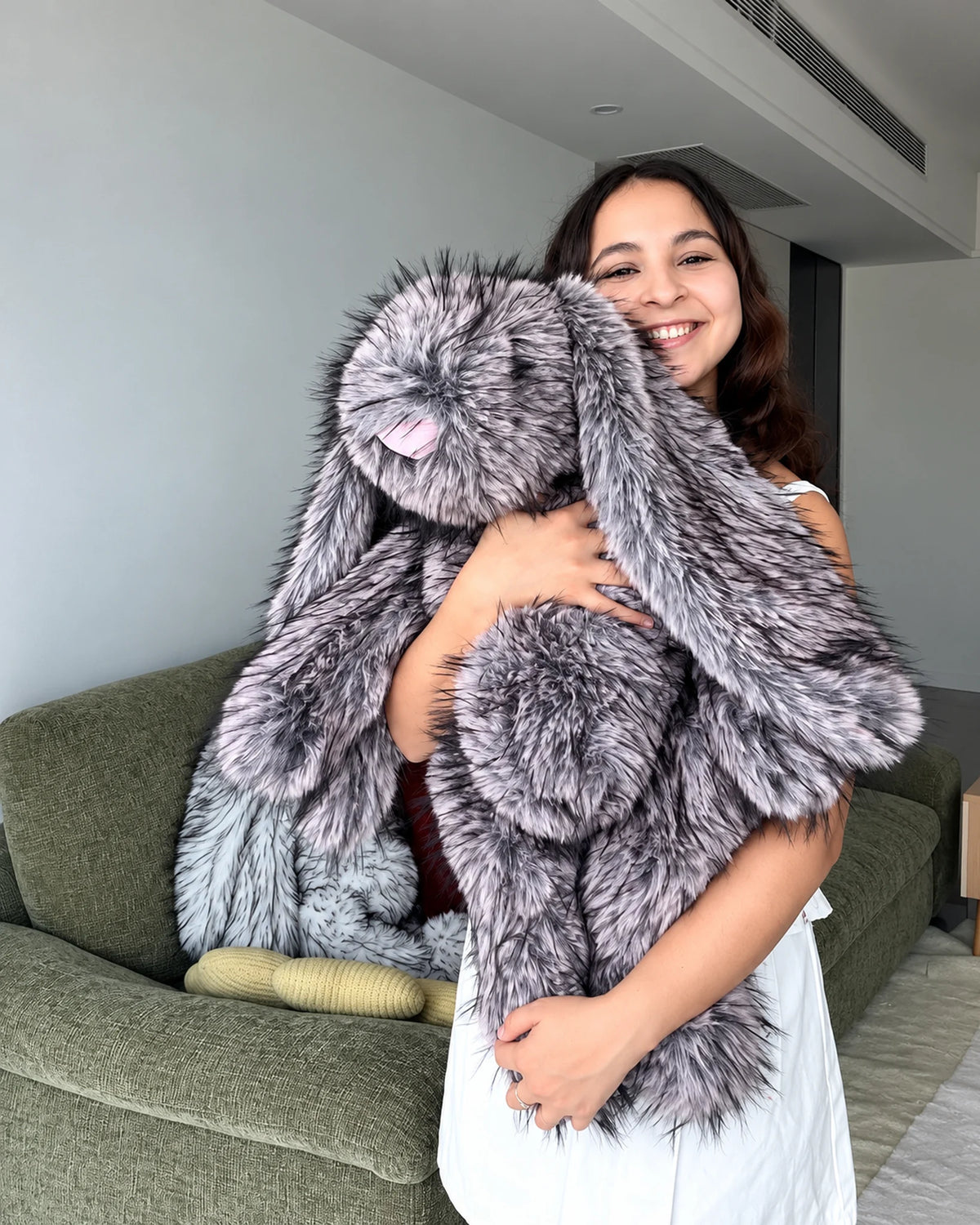 Giant Lilac Faux Fur Bunny Plush Toy 70cm - Frosted Purple Long Pile Soft Rabbit, Large Gift