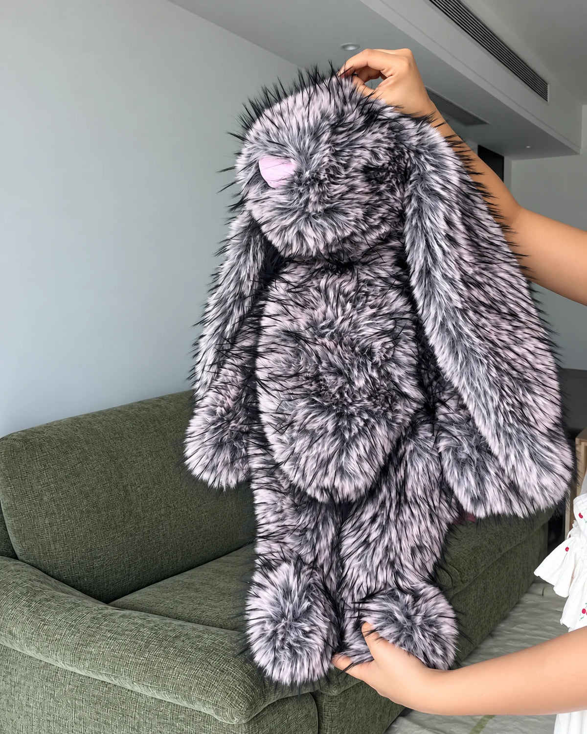 Giant Lilac Faux Fur Bunny Plush Toy 70cm - Frosted Purple Long Pile Soft Rabbit, Large Gift