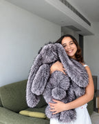 Giant Lilac Faux Fur Bunny Plush Toy 70cm - Frosted Purple Long Pile Soft Rabbit, Large Gift
