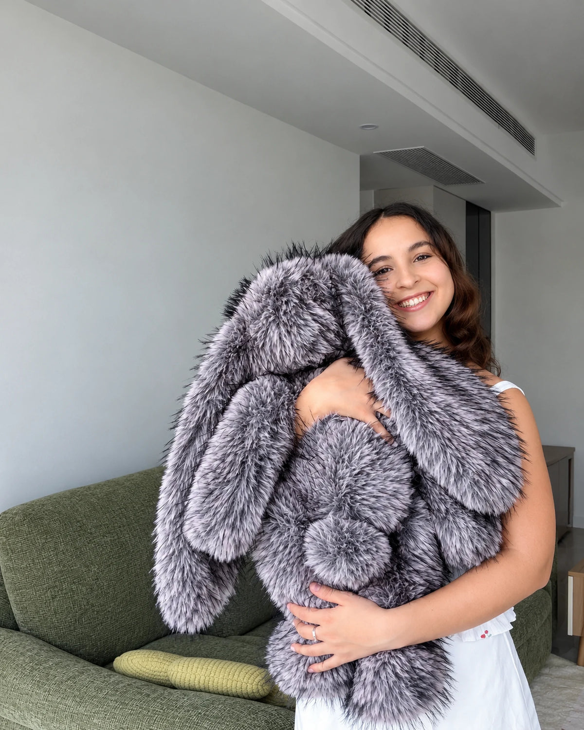 Giant Lilac Faux Fur Bunny Plush Toy 70cm - Frosted Purple Long Pile Soft Rabbit, Large Gift