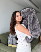 Giant Lilac Faux Fur Bunny Plush Toy 70cm - Frosted Purple Long Pile Soft Rabbit, Large Gift