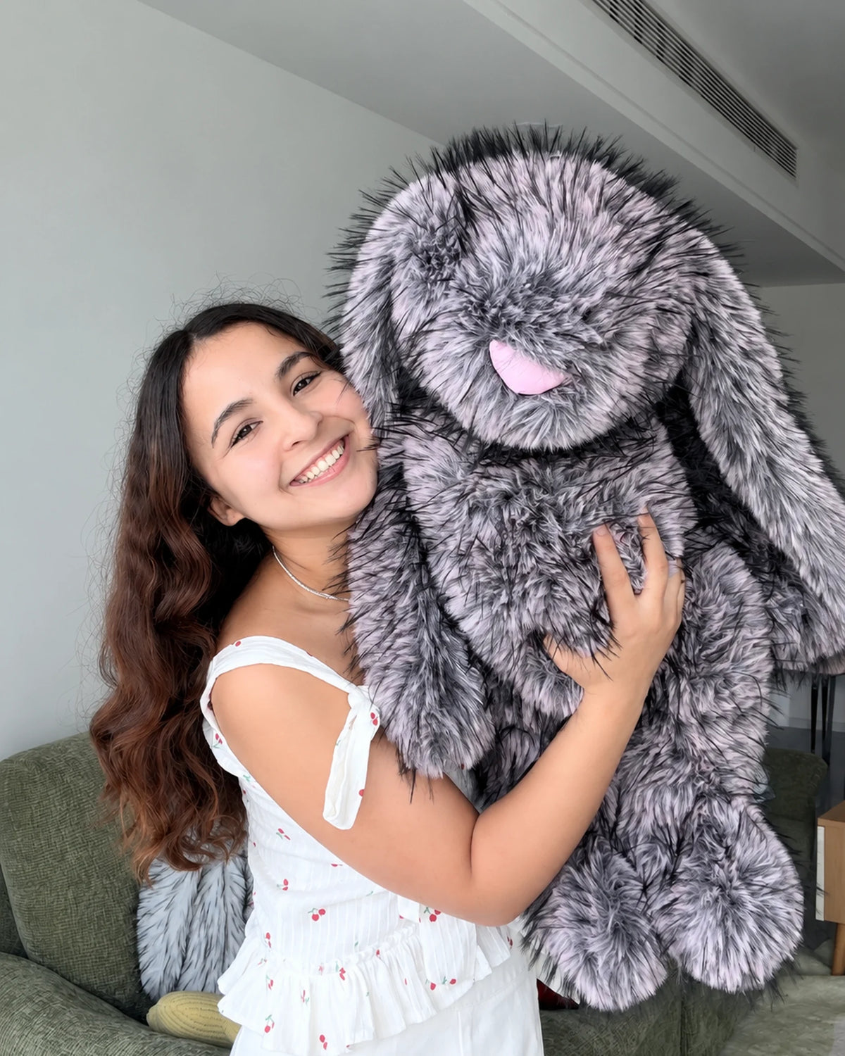 Giant Lilac Faux Fur Bunny Plush Toy 70cm - Frosted Purple Long Pile Soft Rabbit, Large Gift