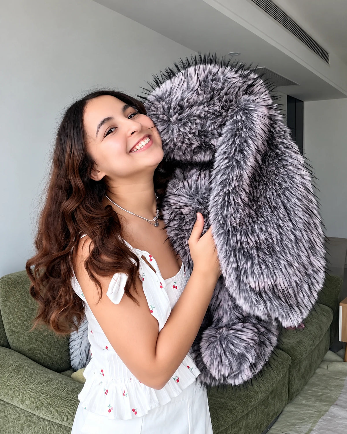 Giant Lilac Faux Fur Bunny Plush Toy 70cm - Frosted Purple Long Pile Soft Rabbit, Large Gift