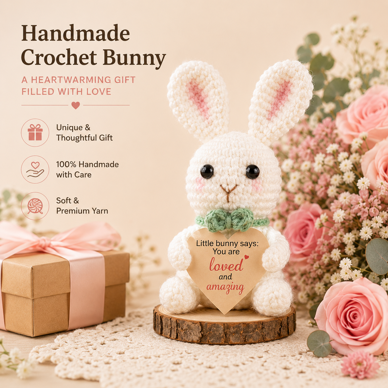 Hand Crochet Flower & Bunny Desk Decorations