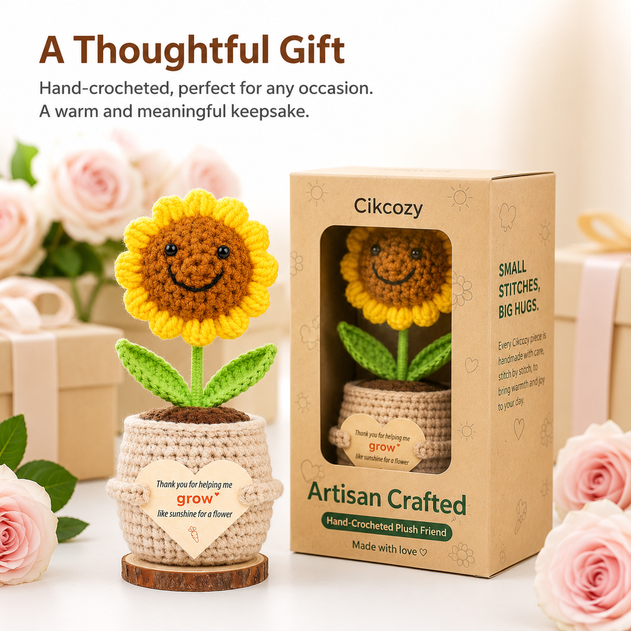 Hand Crochet Flower & Bunny Desk Decorations