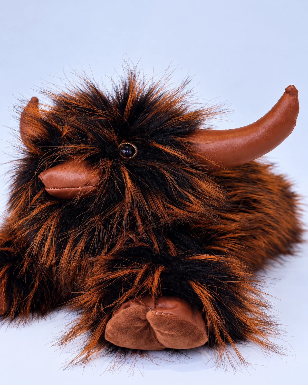 Rustic Brown Highland cow plush toy 40cm, detail view