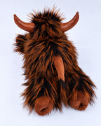 Rustic Brown Highland cow plush toy 40cm, back view