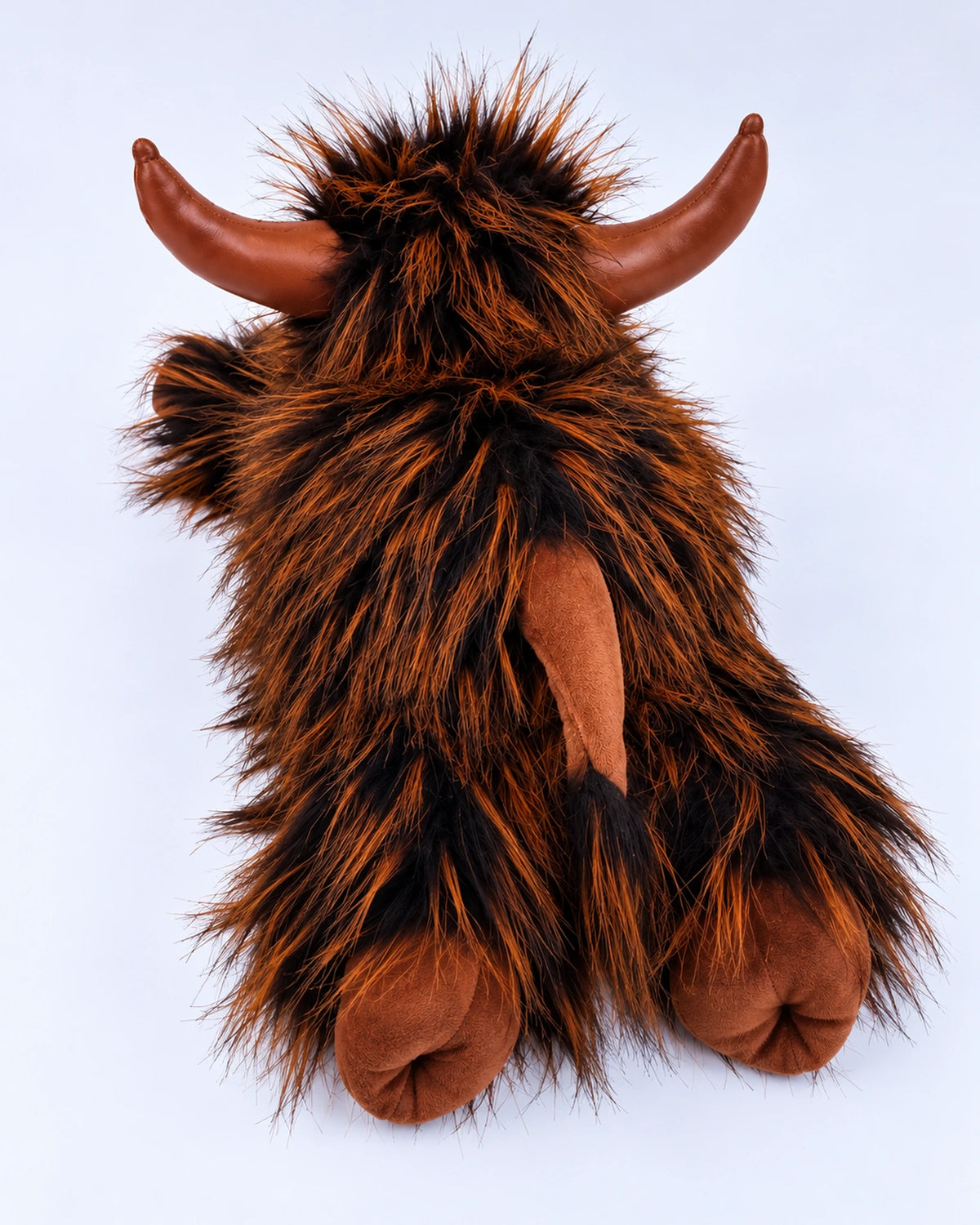 Rustic Brown Highland cow plush toy 40cm, back view