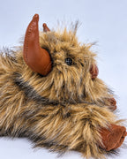 Golden Tan Highland cow plush toy 40cm, close-up