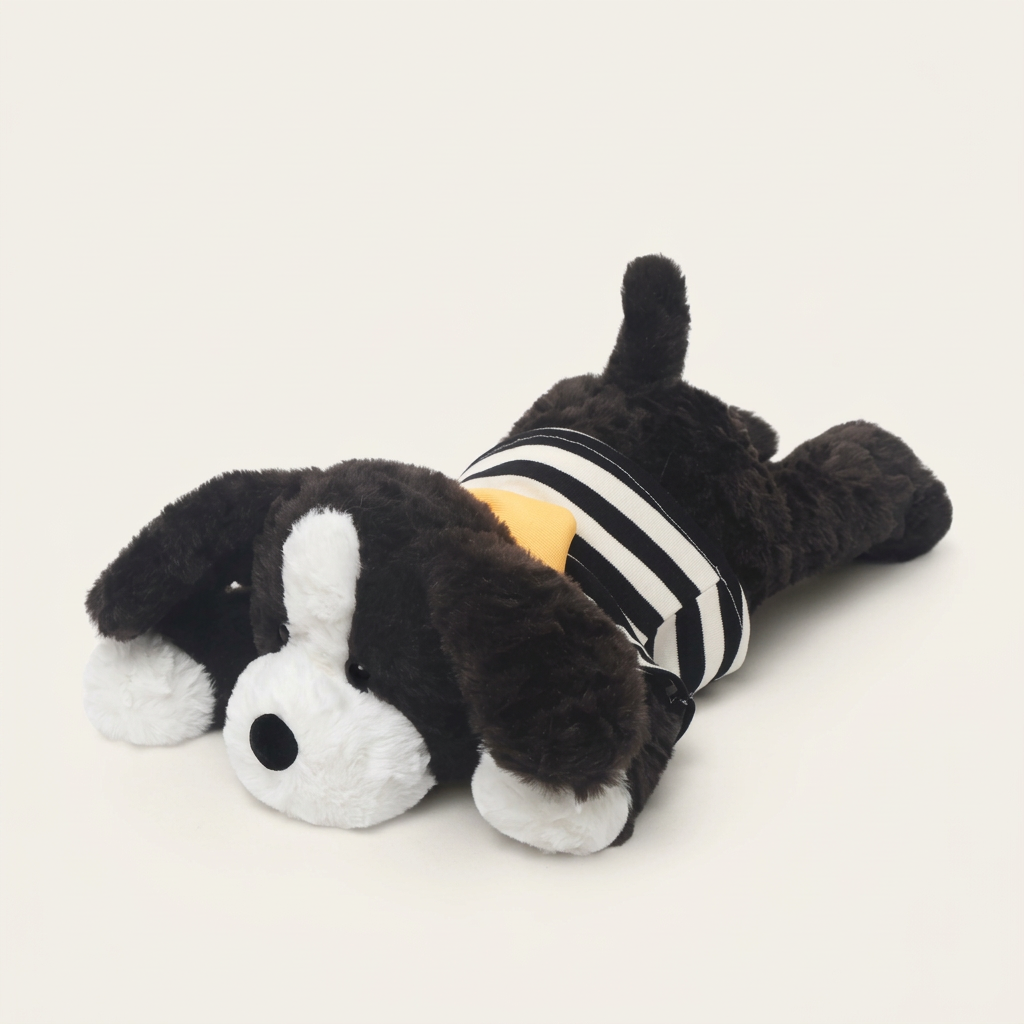 Seated plush border collie, fox, monkey and red panda with weighted bases – Border Collie Cushion, 45cm