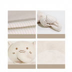 Cream fabric baby comforter with animal head, stitched face and knotted corners – view 11 of 11