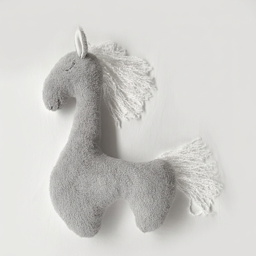Pony photography prop with textured fabric body and yarn mane and tail – Style M-3