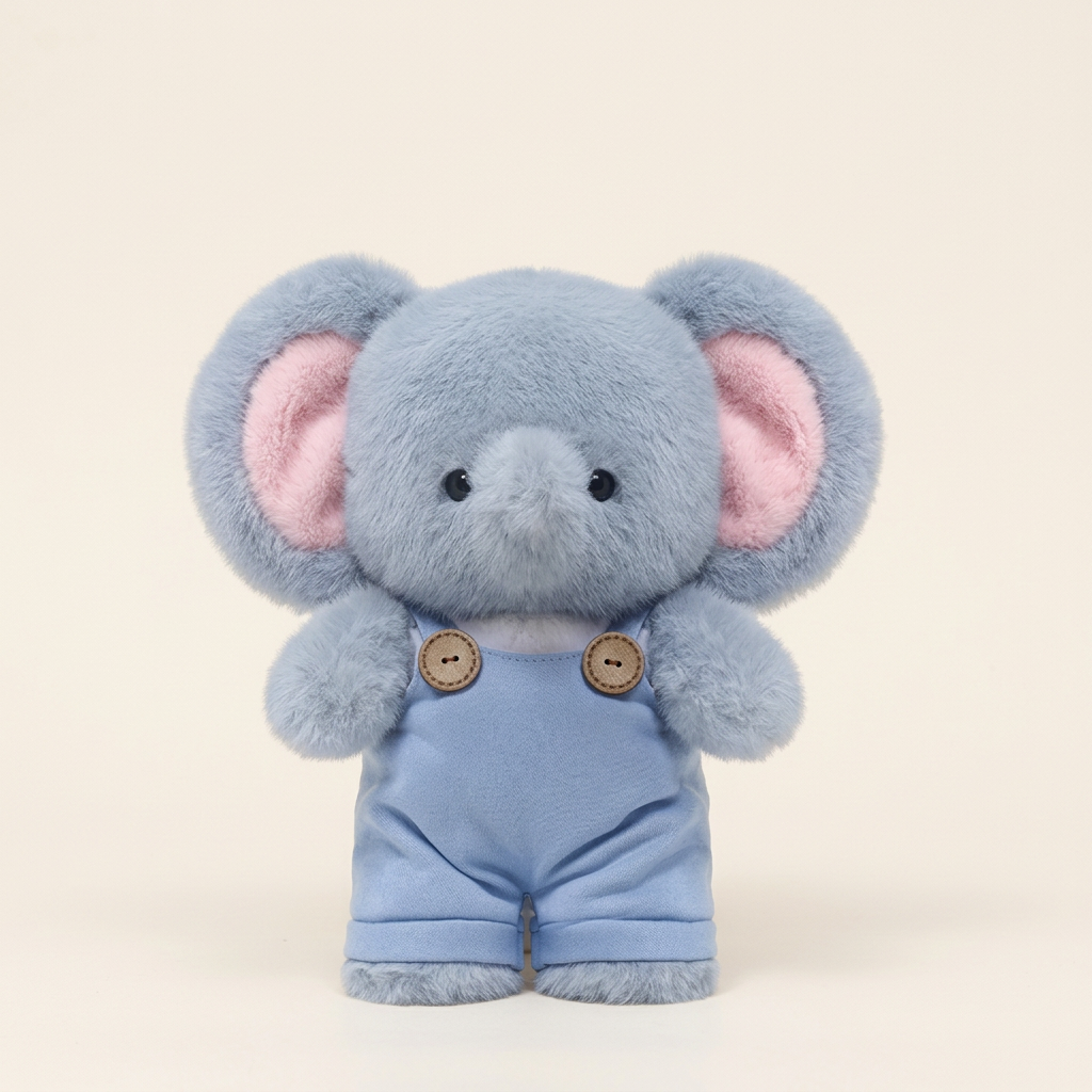31 cm plush frog, koala, cat, elephant and pig soft toys in matching dungarees – Elephant, 31cm