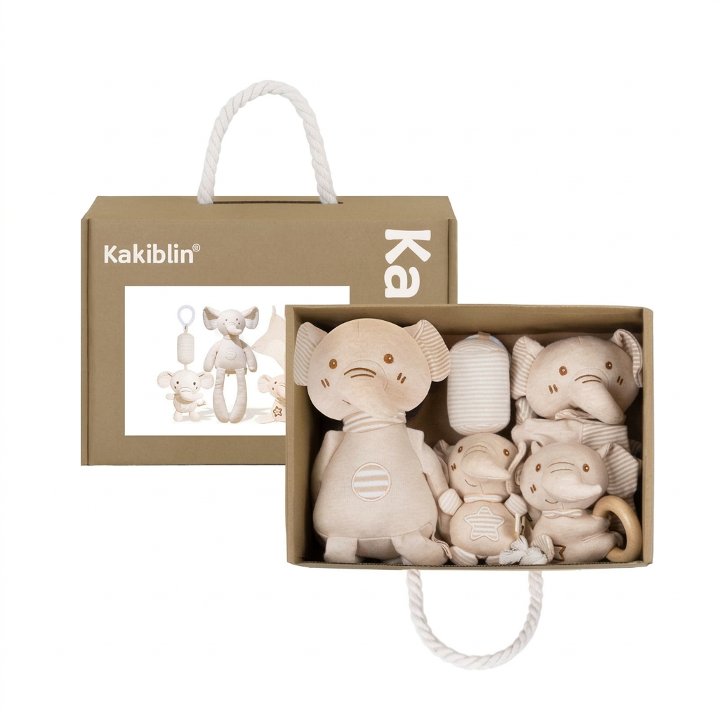 Four piece animal baby comforter gift set with soft toy, comforter and gift box – view 8 of 12