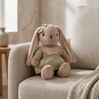 Lop-eared plush bunny in a gingham dress with ear bow and pink button collar – view 6 of 7