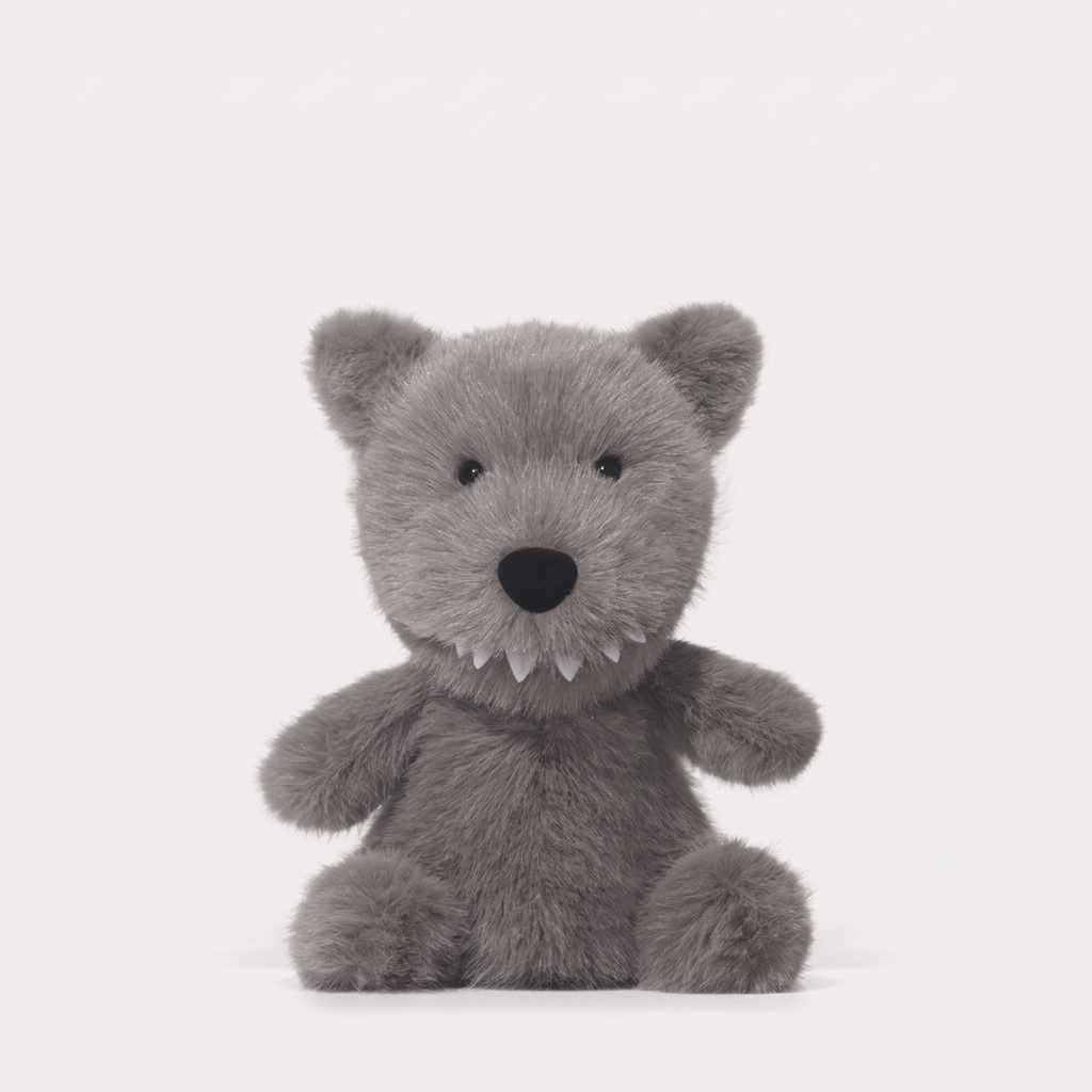 Small soft-pile plush animals including dinosaur, elephant and rabbit – Wolf, 25cm