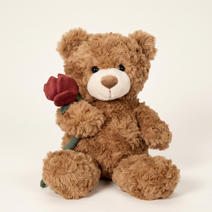 Teddy Bear Soft Toy with Red Rose