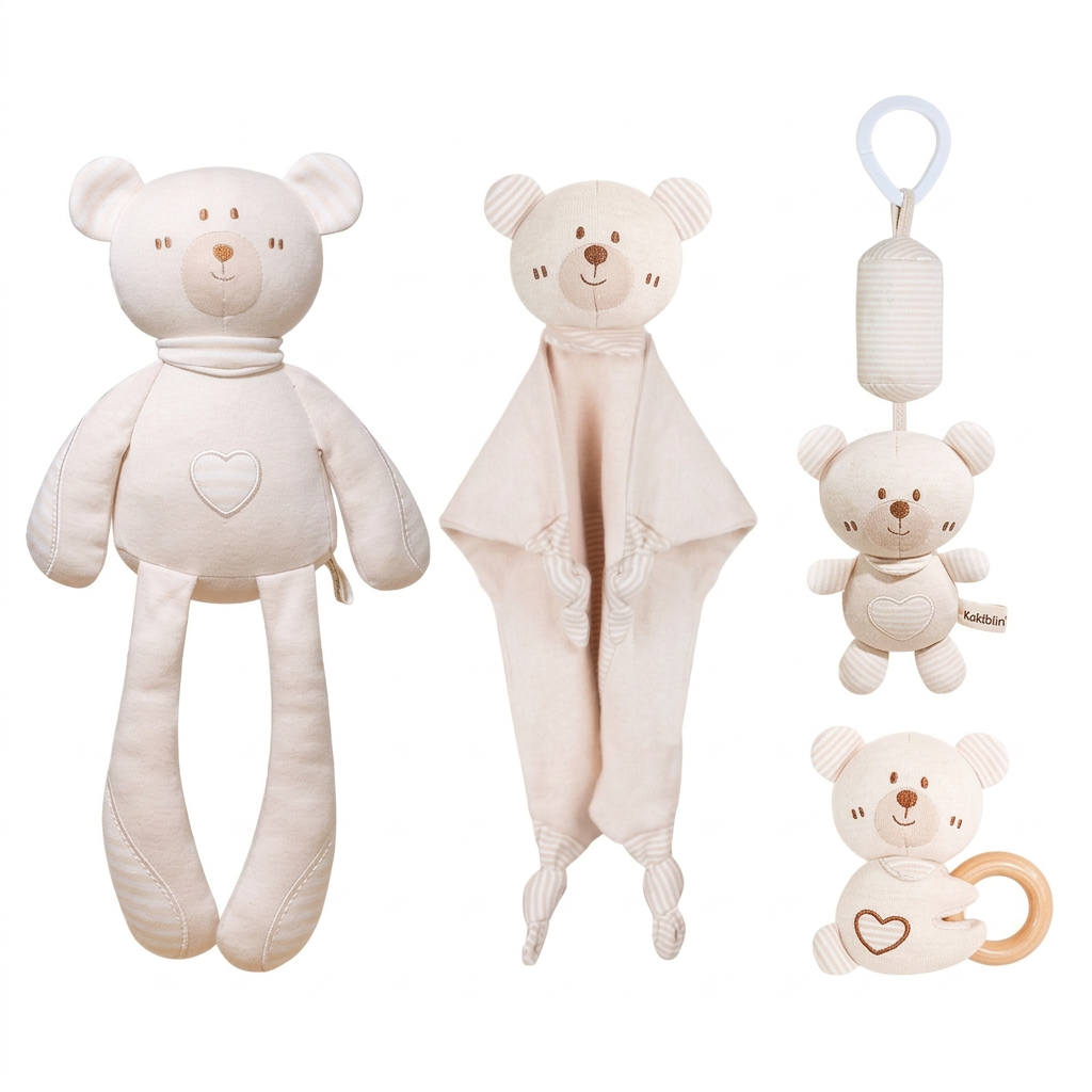 Four piece animal baby comforter gift set with soft toy, comforter and gift box – view 5 of 12