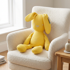 Long-limbed fabric bunny comforter doll with floppy ears and X-shaped tummy stitch – view 9 of 10