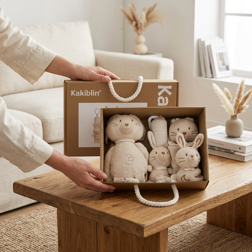 Four piece animal baby comforter gift set with soft toy, comforter and gift box – view 9 of 12