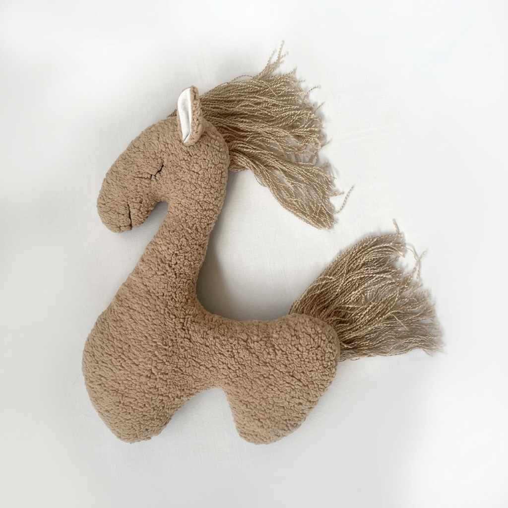 Pony photography prop with textured fabric body and yarn mane and tail – Style M-7