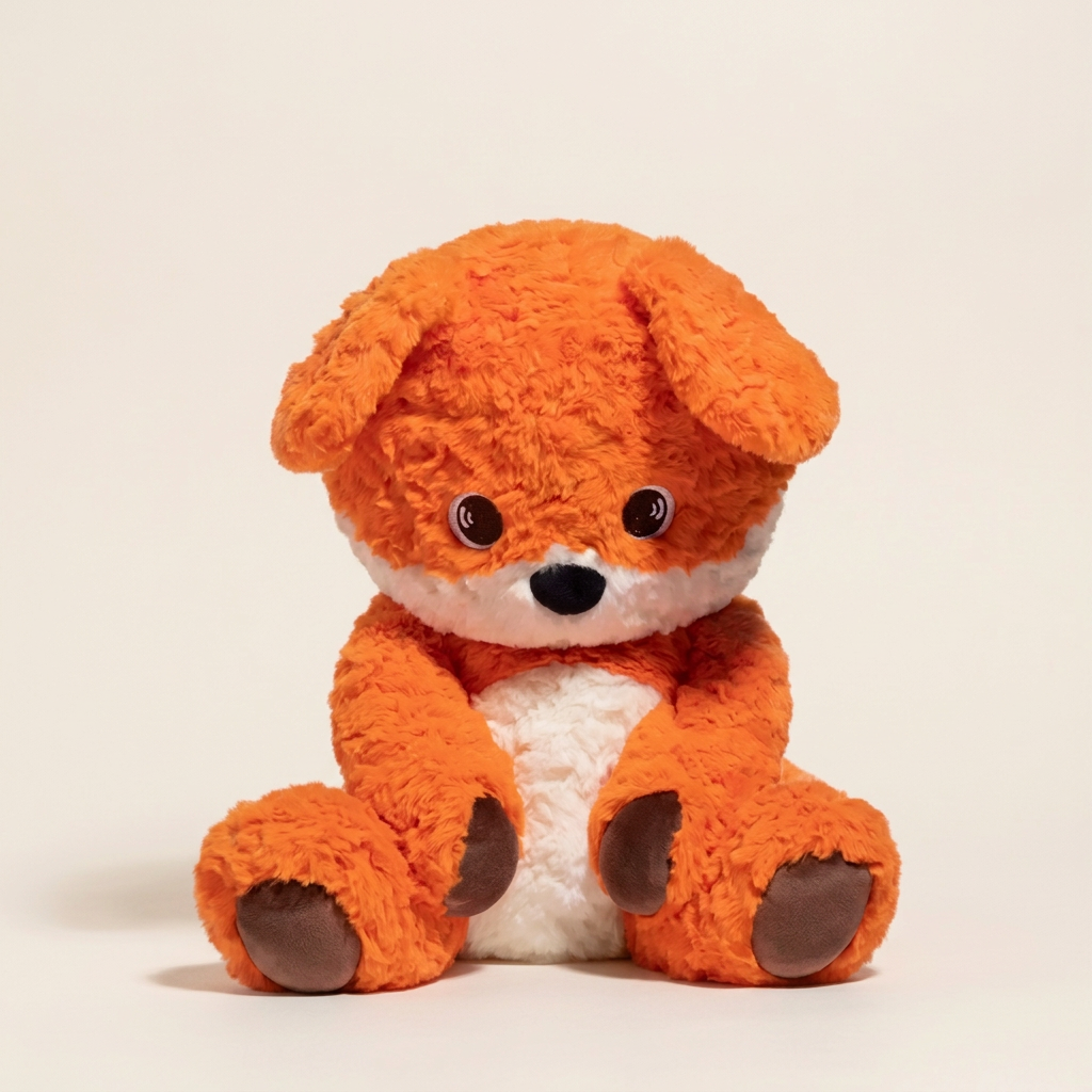Large seated red fox soft toy with orange fur, cream tummy and black-tipped tail – view 6 of 9
