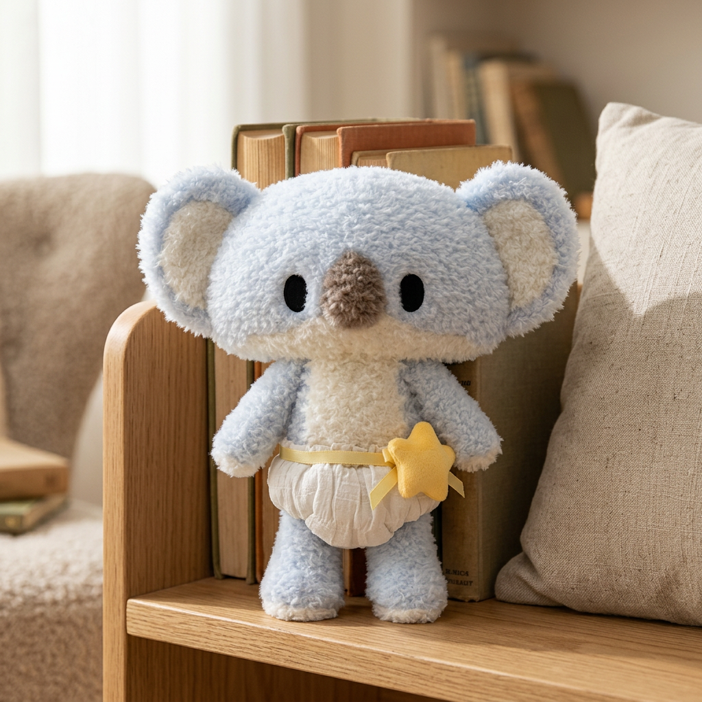 28cm plush koala, wolf or crocodile with oversized head and curly fur – view 8 of 9