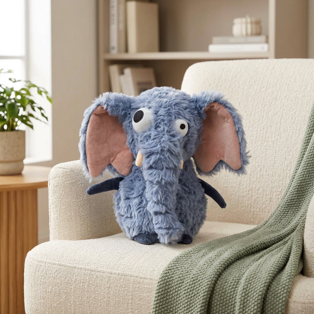Funny face plush animal soft toy with oversized eyes and textured fur – view 10 of 12