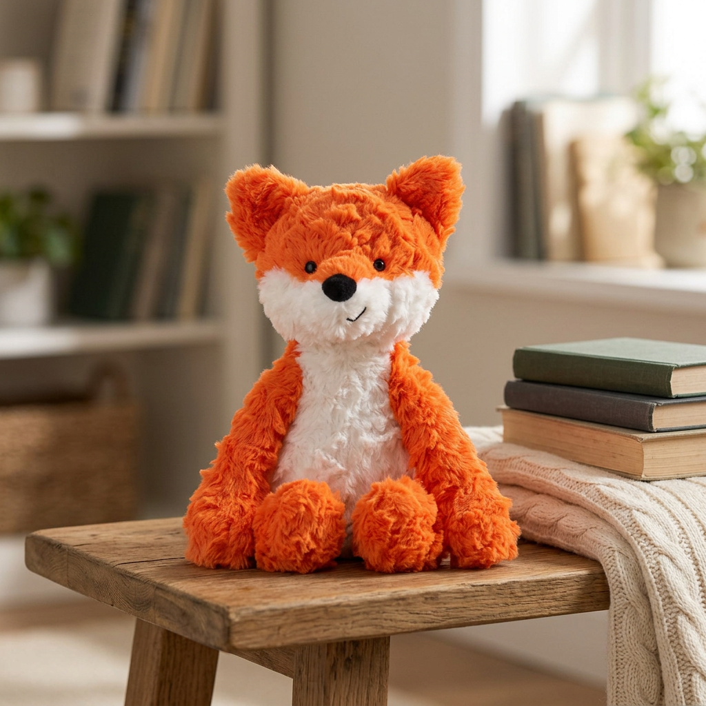 Seated plush border collie, fox, monkey and red panda with weighted bases – view 10 of 12
