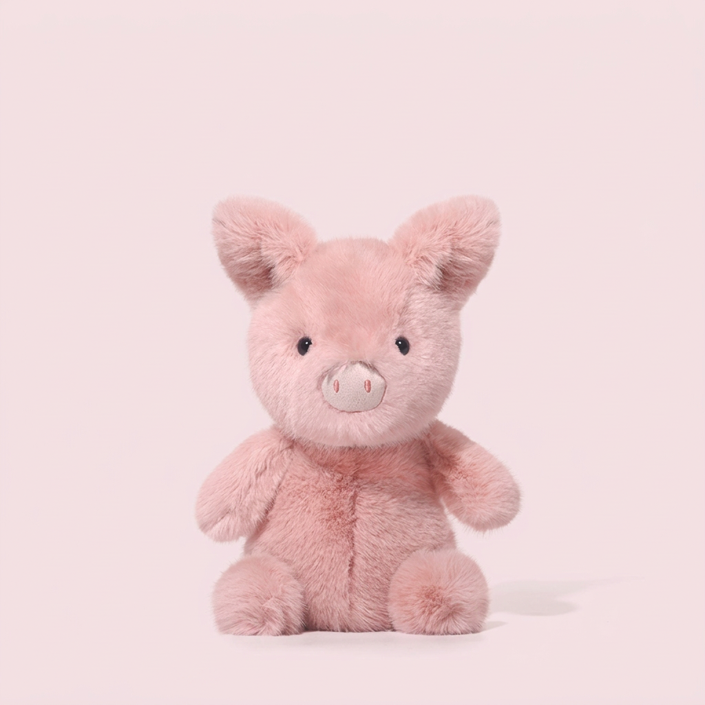 Small soft-pile plush animals including dinosaur, elephant and rabbit – Pig, 25cm