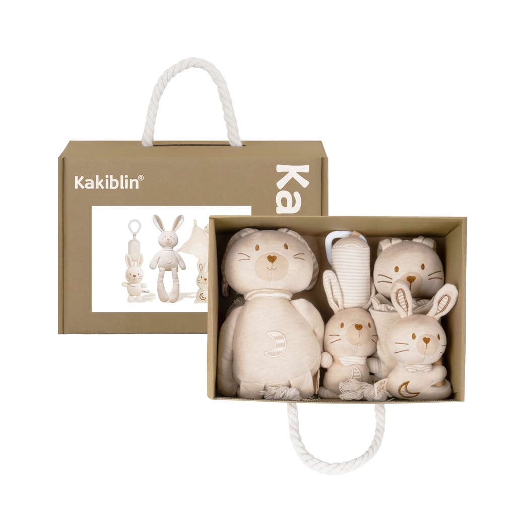 Four piece animal baby comforter gift set with soft toy, comforter and gift box – view 6 of 12