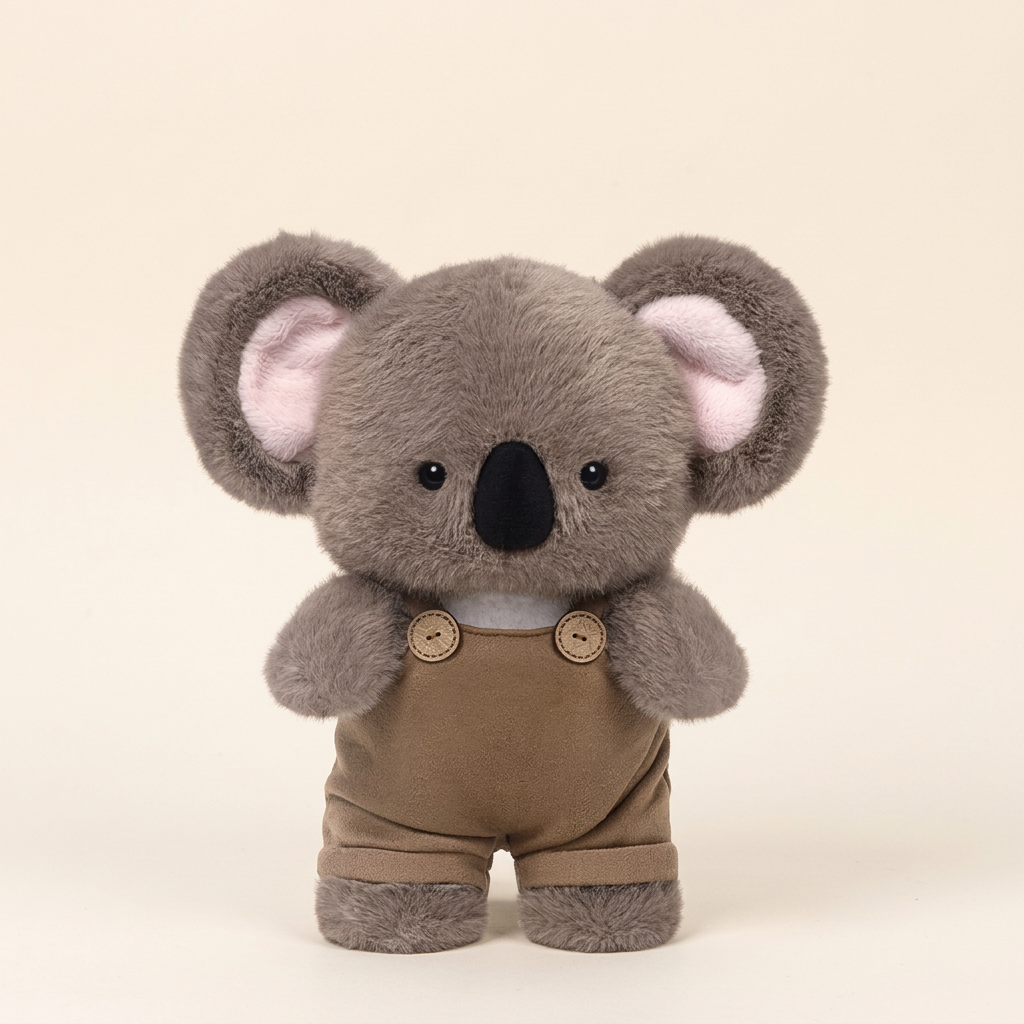 31 cm plush frog, koala, cat, elephant and pig soft toys in matching dungarees – Koala, 31cm