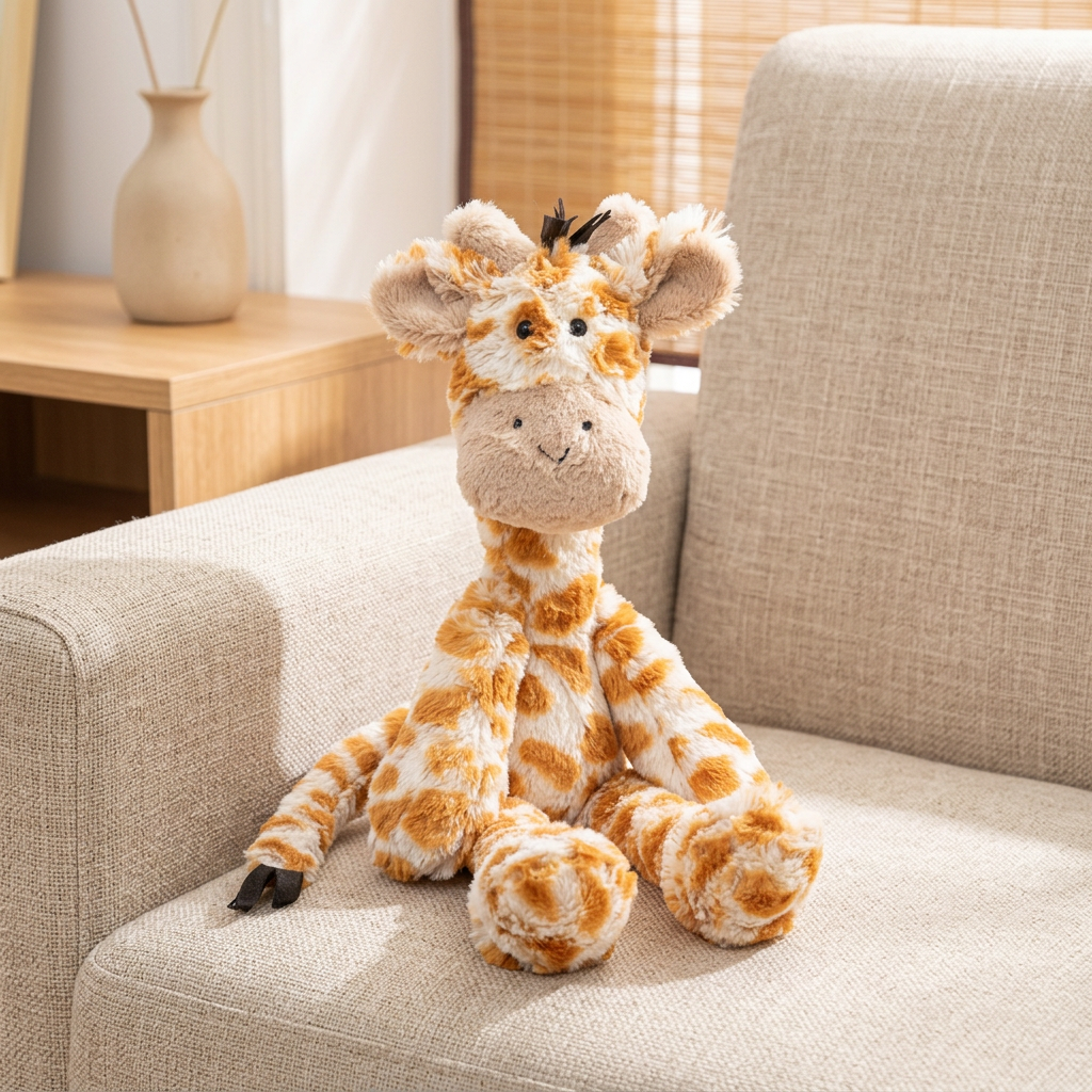Floppy long-limbed plush animal soft toy with characterful face
