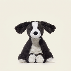 Seated plush border collie, fox, monkey and red panda with weighted bases – Border Collie, 24cm