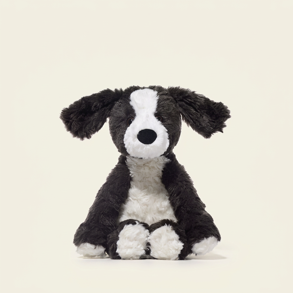 Seated plush border collie, fox, monkey and red panda with weighted bases – Border Collie, 24cm