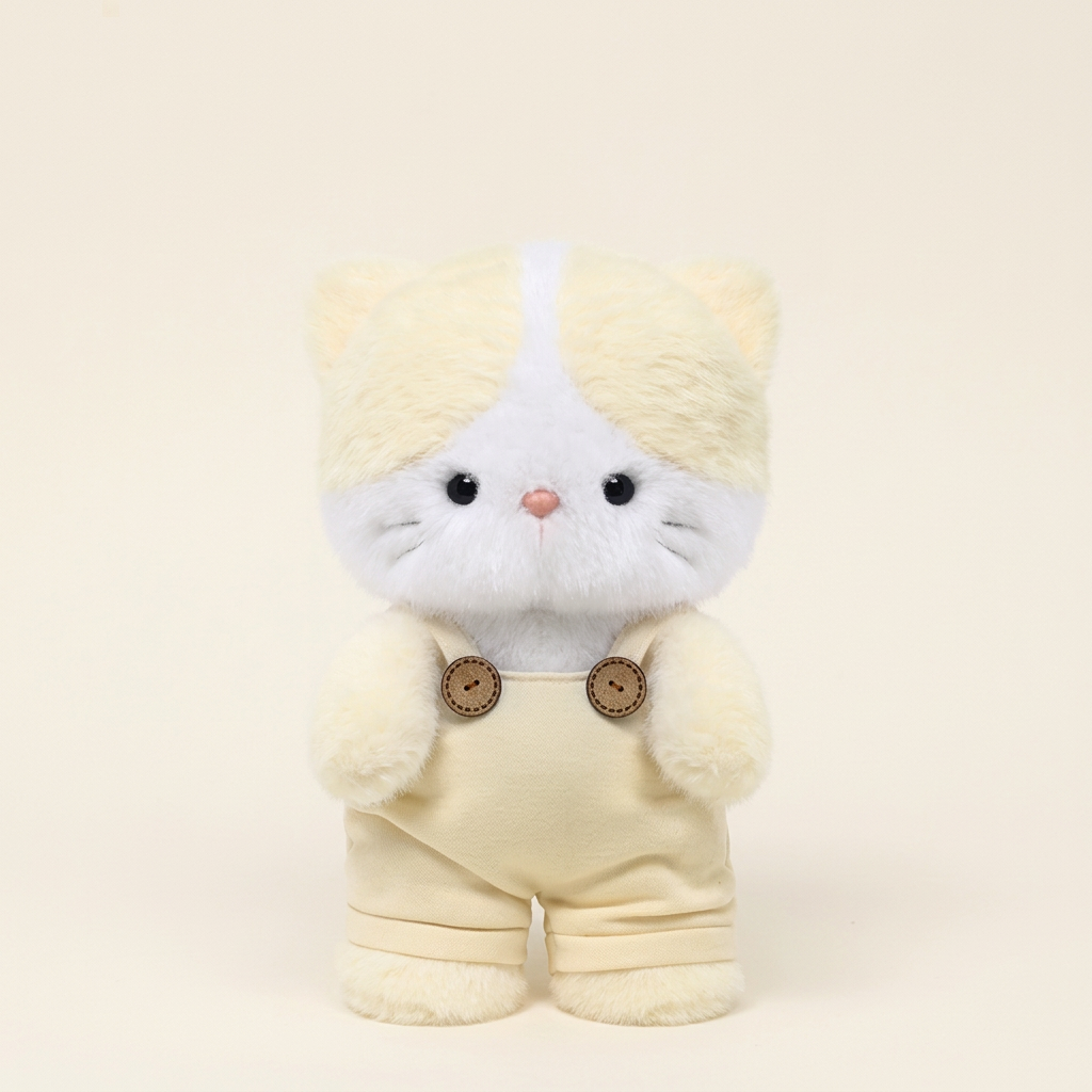 31 cm plush frog, koala, cat, elephant and pig soft toys in matching dungarees – Cat, 31cm