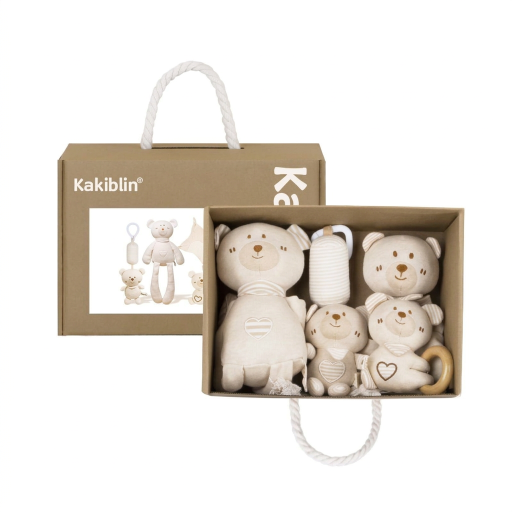 Four piece animal baby comforter gift set with soft toy, comforter and gift box – view 7 of 12