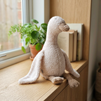 Curly-textured 45 cm plush goose with long neck and orange beak in off-white – view 10 of 13