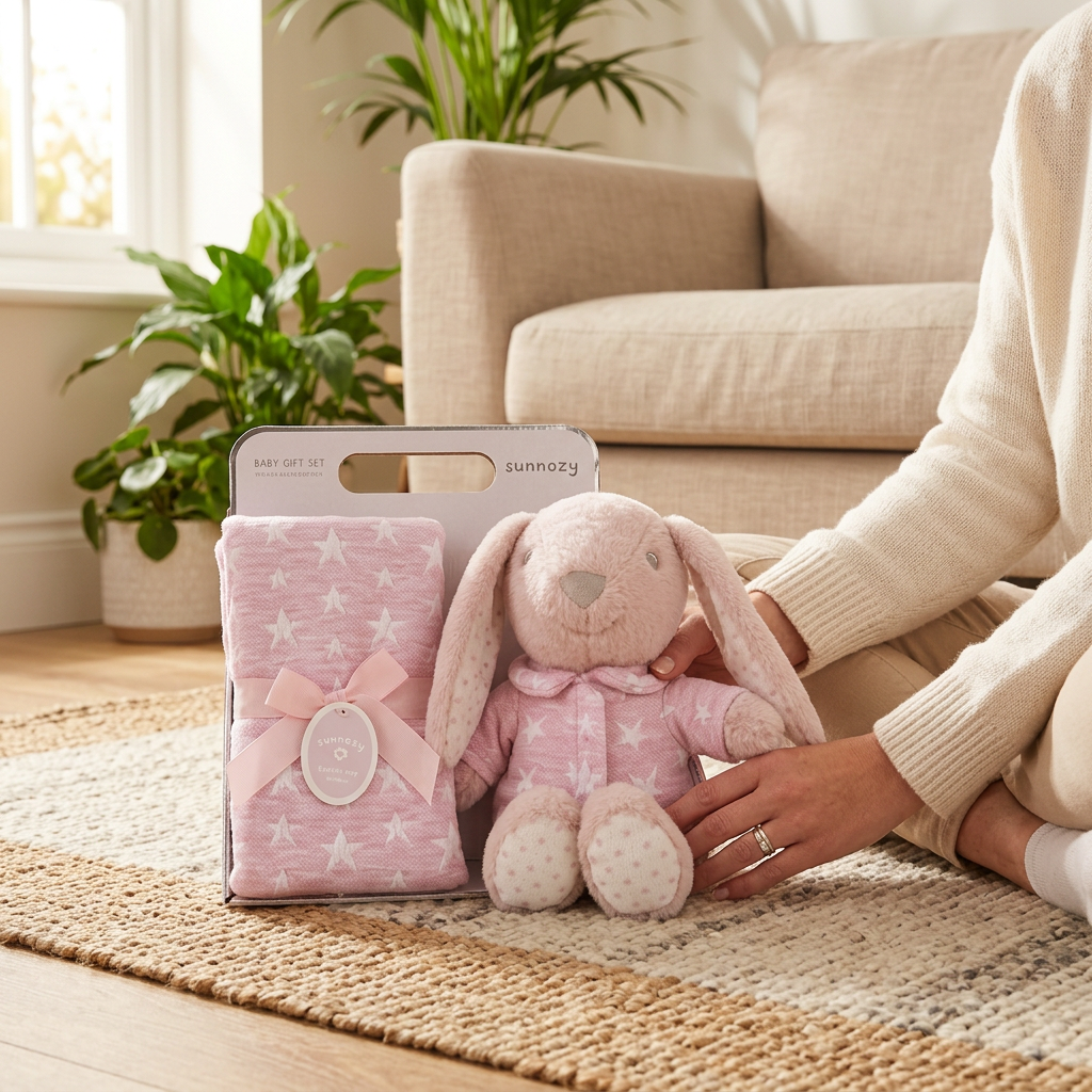 Flannel baby blanket with a matching animal soft toy gift set – view 13 of 13