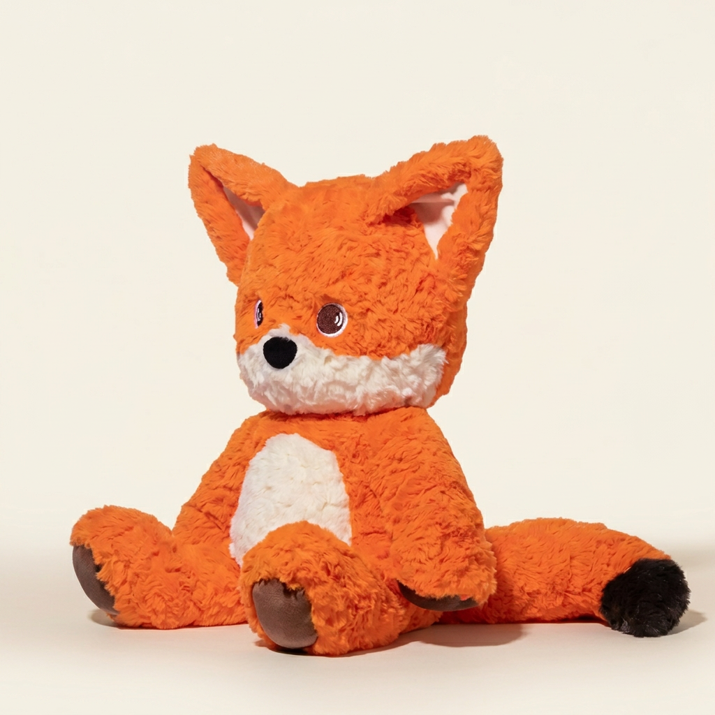 Large seated red fox soft toy with orange fur, cream tummy and black-tipped tail – view 4 of 9
