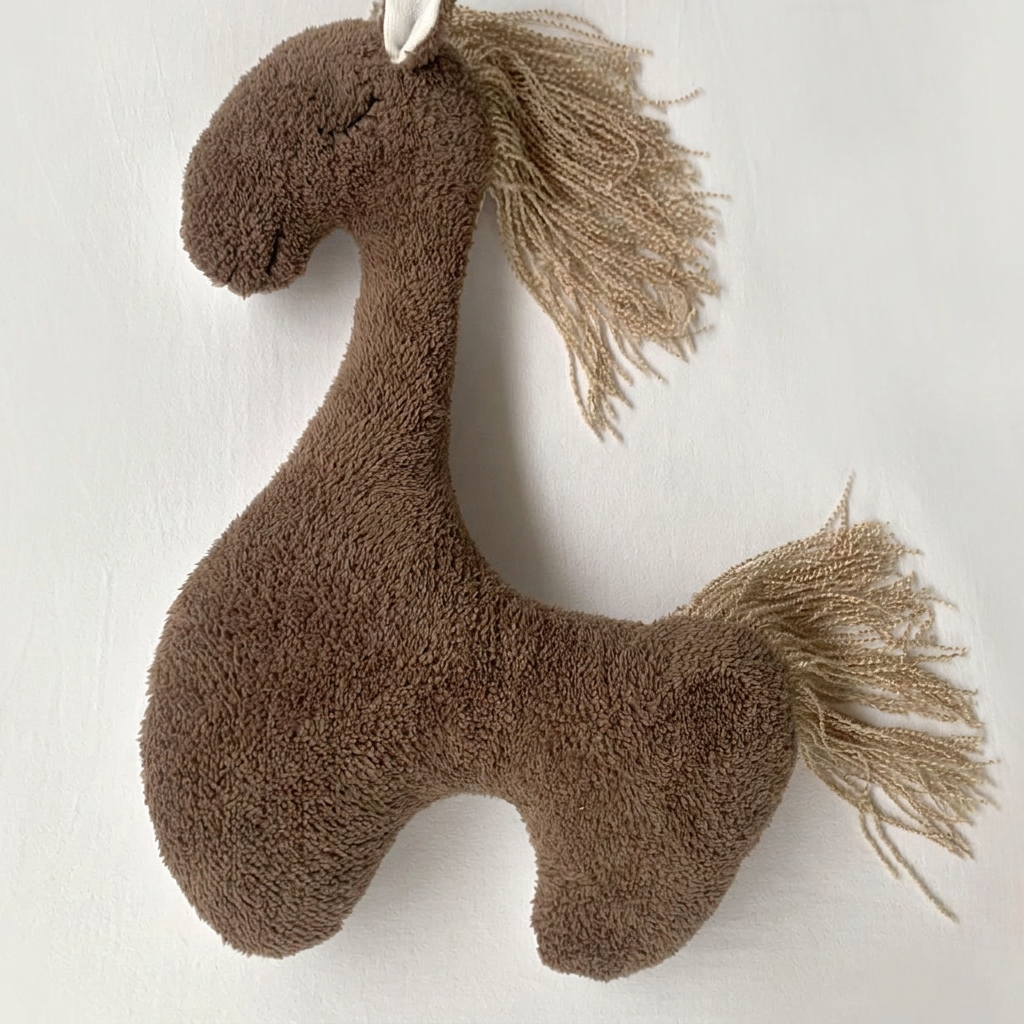 Pony photography prop with textured fabric body and yarn mane and tail – Style M-4