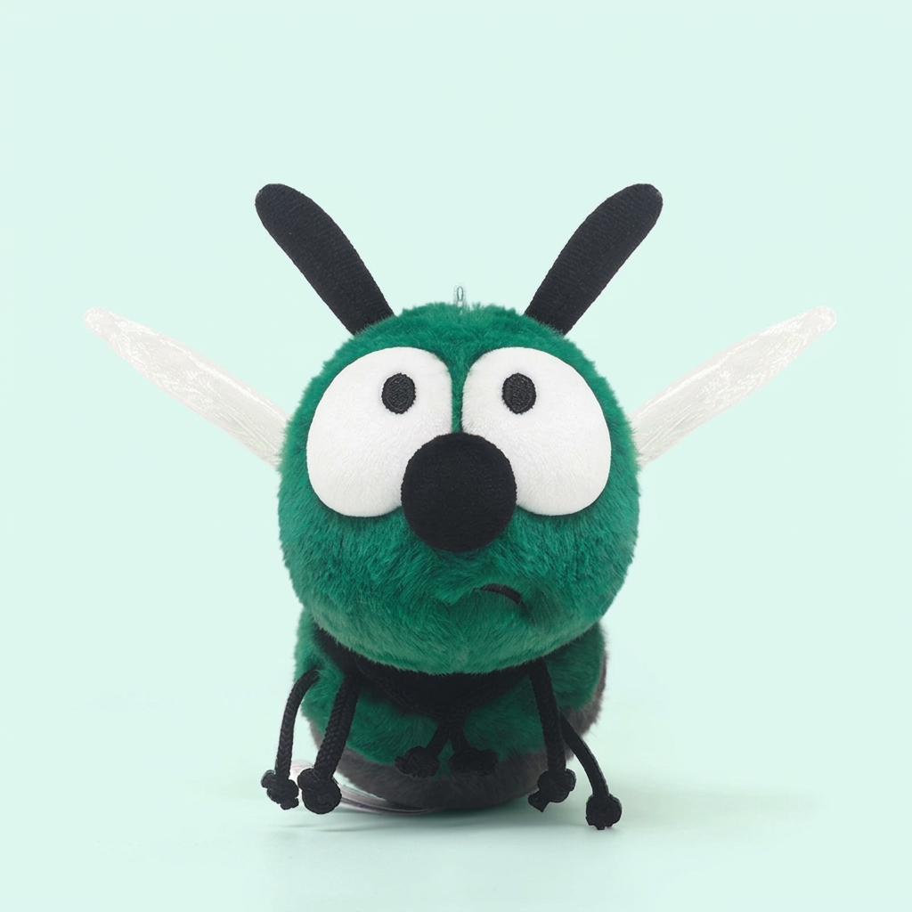 Funny insect plush soft toy with big expressive eyes – Green Fly, 19cm