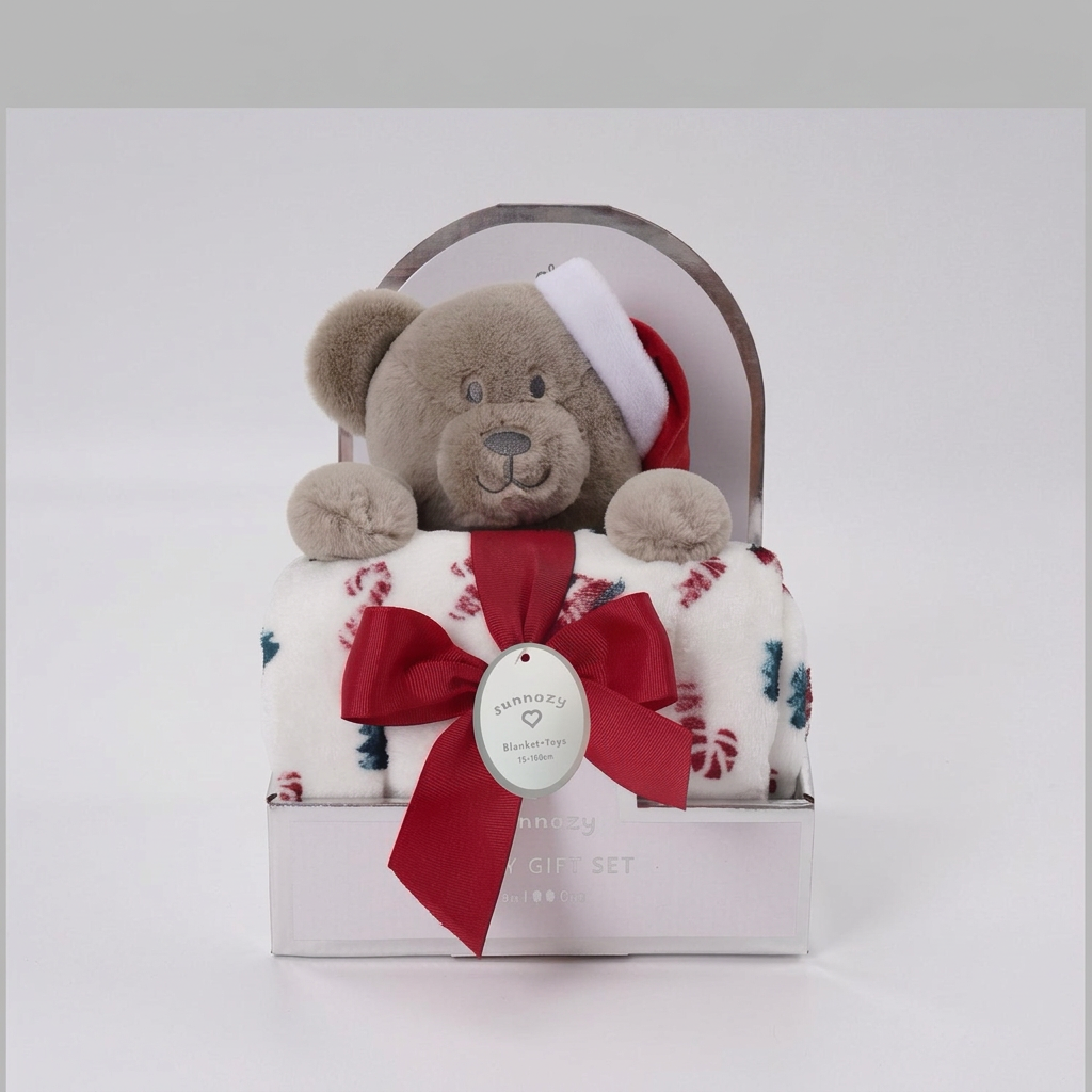 Flannel baby blanket with a matching animal soft toy gift set – view 12 of 13